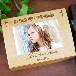 Engraved Cross First Communion Box | Personalized Keepsake Box