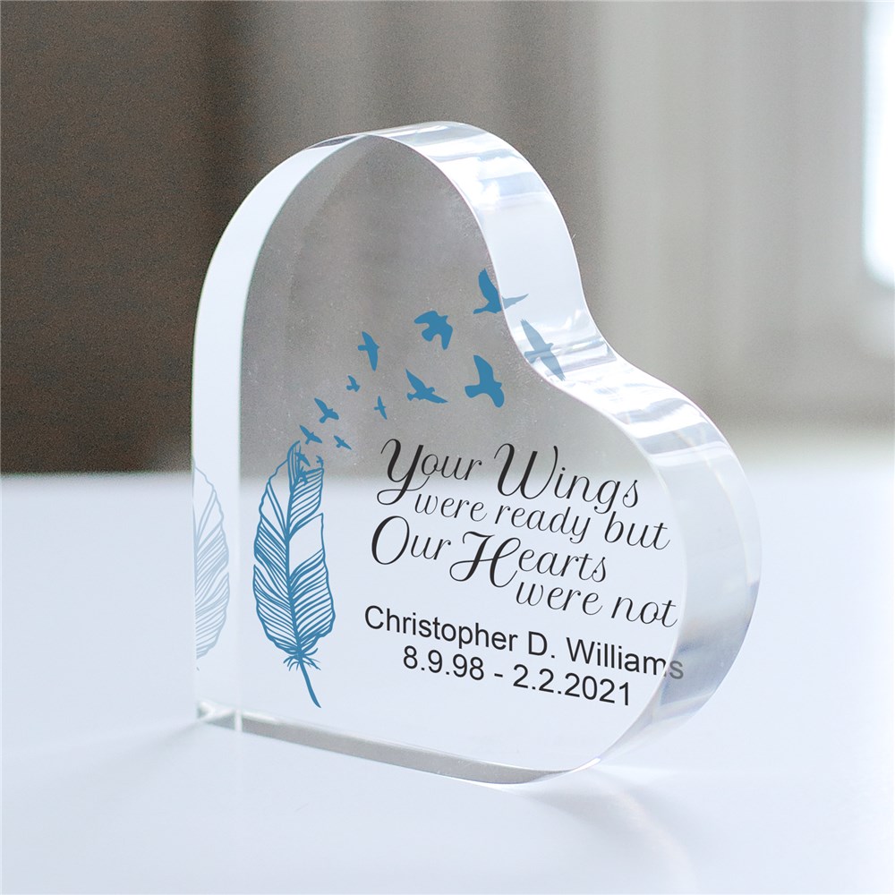 Personalized Wings Were Ready Acrylic Heart Memorial Keepsake