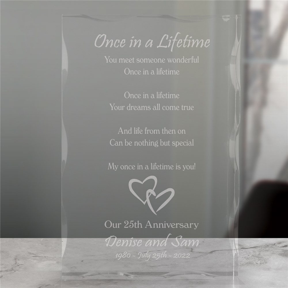 Once In A Lifetime Anniversary Keepsake Block | Personalized Couple Gifts