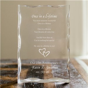 Once In A Lifetime Anniversary Keepsake Block | Personalized Couple Gifts