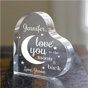 Engraved To The Moon and Back Acrylic Keepsake | Engraved Glass Gifts for Valentines Day