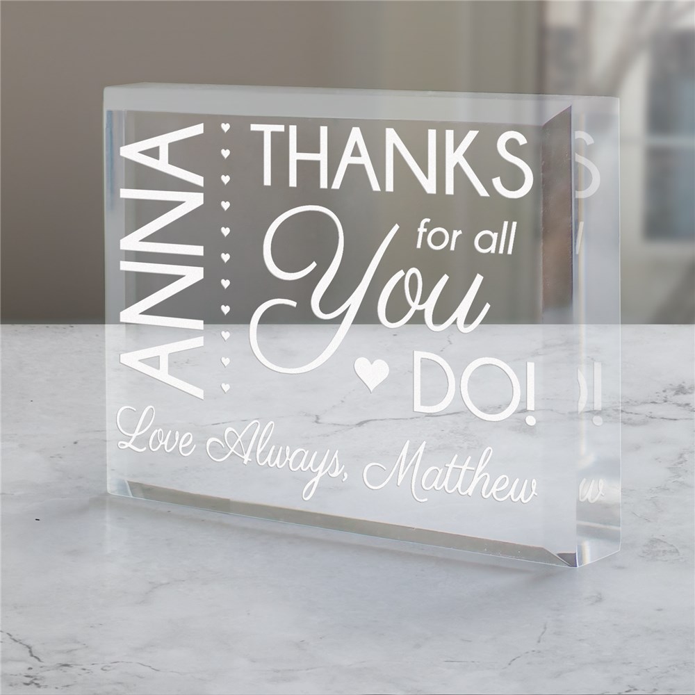 Engraved Thanks For All You Do Keepsake GiftsForYouNow