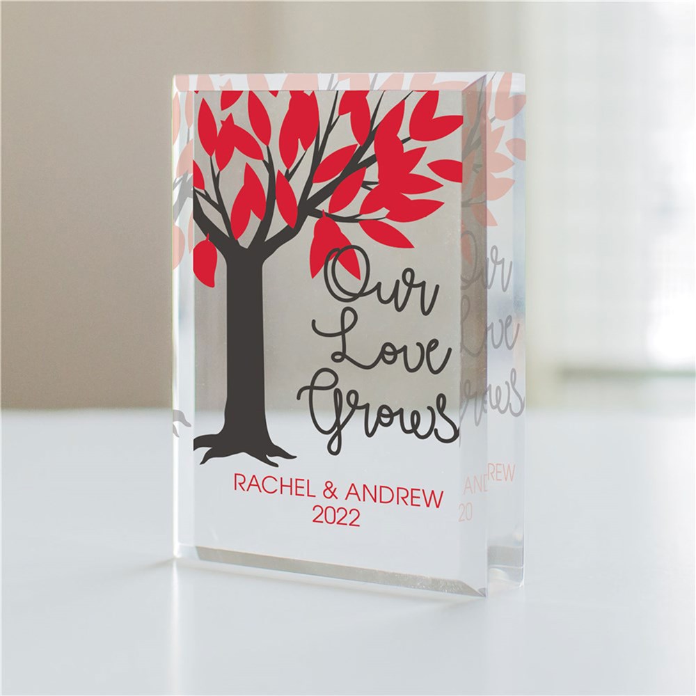 Personalized Our Love Grows Beveled Acrylic Keepsake | Personalized Gifts For Valentines