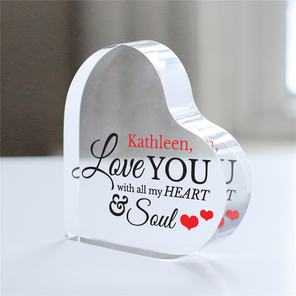 Personalized All My Heart and Soul Acrylic Heart Keepsake | Personalized Valentine's Day Gifts For Her