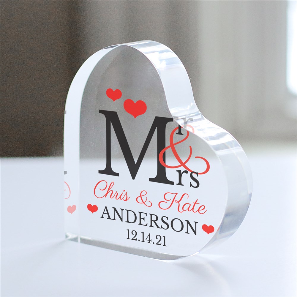Personalized Mr. And Mrs. Large Acrylic Heart Keepsake