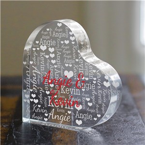 Personalized Couples Word-Art Acrylic Heart Keepsake | Personalized Valentine's Keepsakes