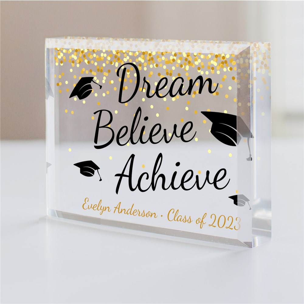 Personalized Dream.Believe.Achieve Keepsake | Personalized Grad Gifts