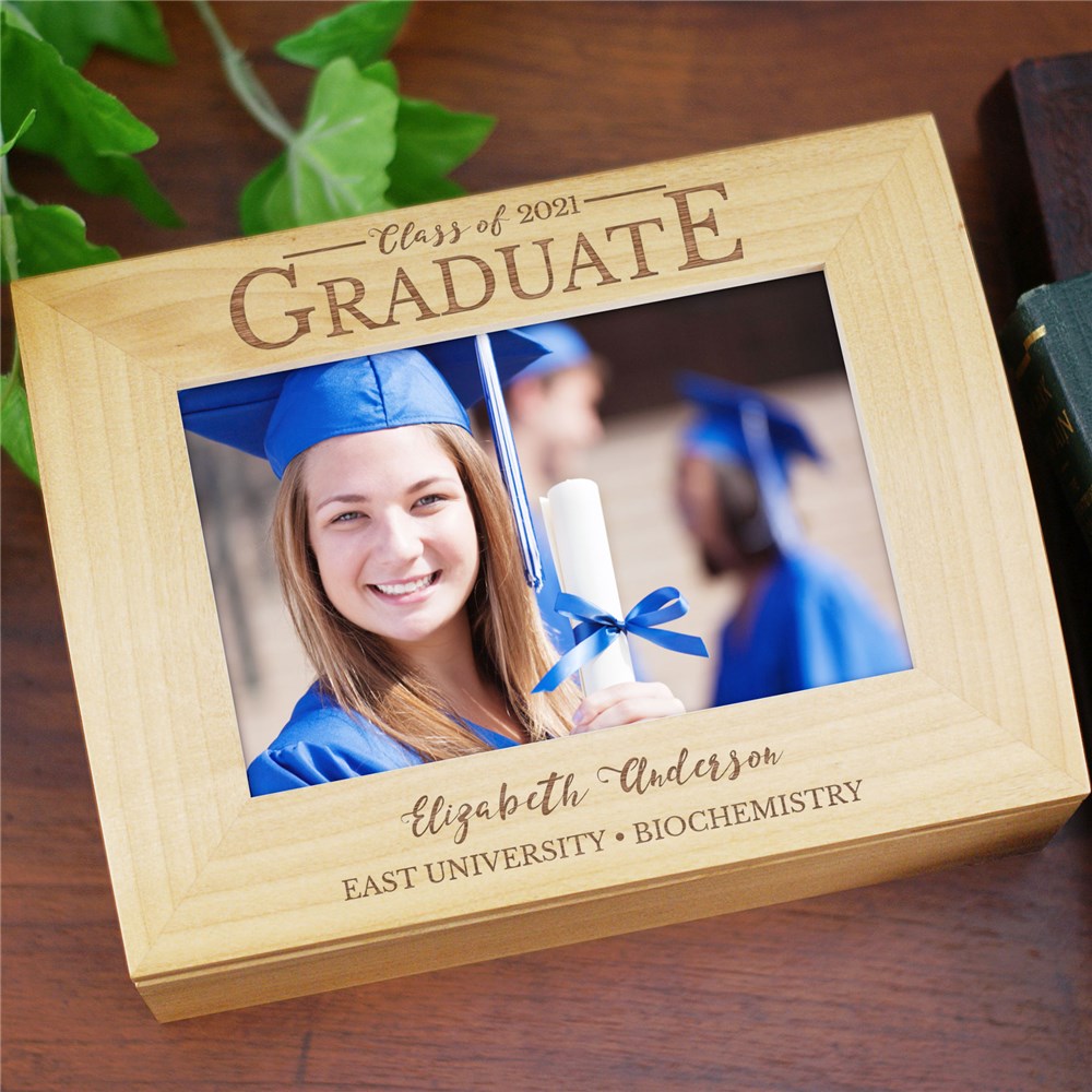 Engraved Class of Graduate Photo Keepsake | Personalized Keepsake Box