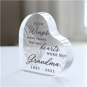 Personalized Your Wings Were Ready Memorial Acrylic Heart Keepsake 7149302N
