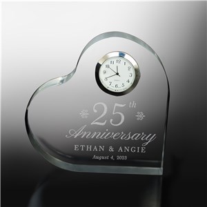 Customized Heart Clock Keepsake | Engraved Anniversary Clock