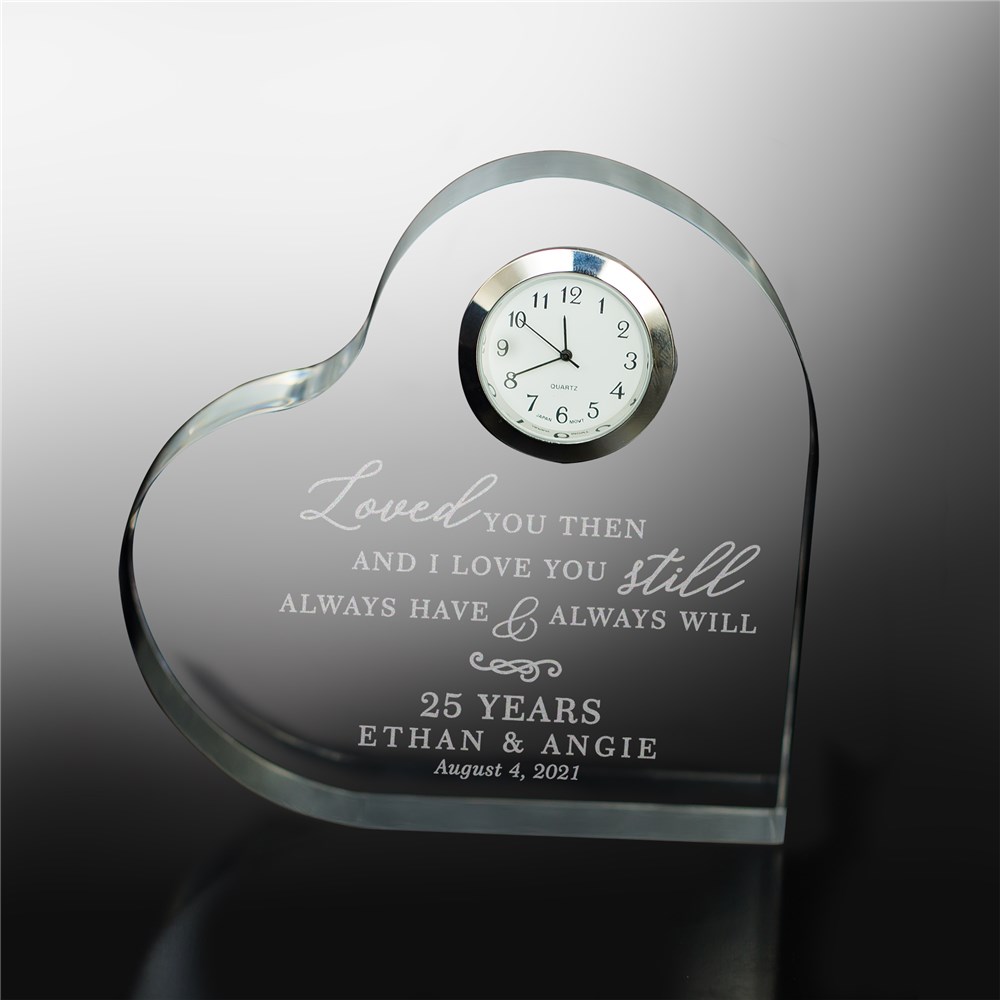 Engraved Heart Clock Keepsake | Personalized Anniversary Gift