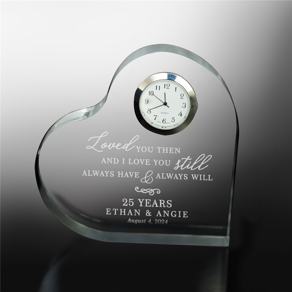Engraved Heart Clock Keepsake | Personalized Anniversary Gift