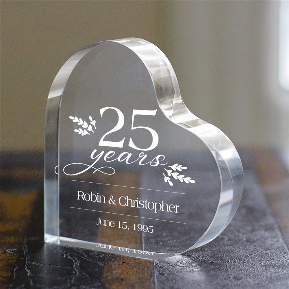Anniversary Personalised Gifts
 Engraved Anniversary Years With Floral Acrylic Heart