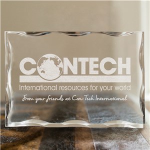 Engraved Corporate Logo Scalloped Edge Acrylic Block 7157591