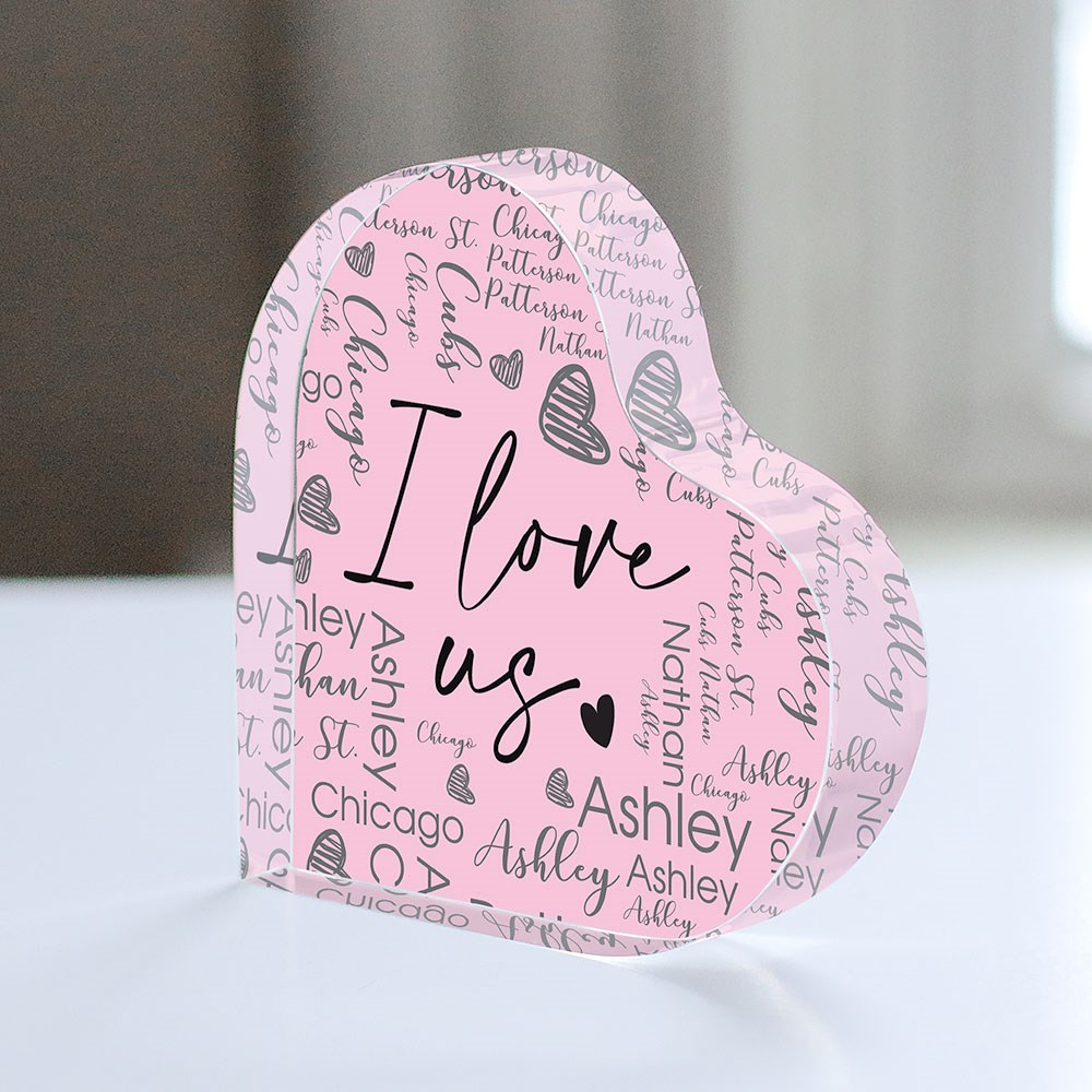 Personalized I Love Us Word-Art Acrylic Heart Keepsake