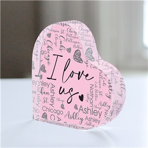Personalized I Love Us Word-Art Acrylic Heart Keepsake