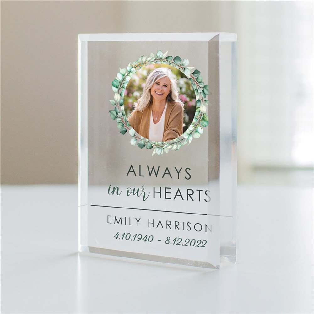 Personalized Always In Our Hearts Vertical Photo Memorial Keepsake