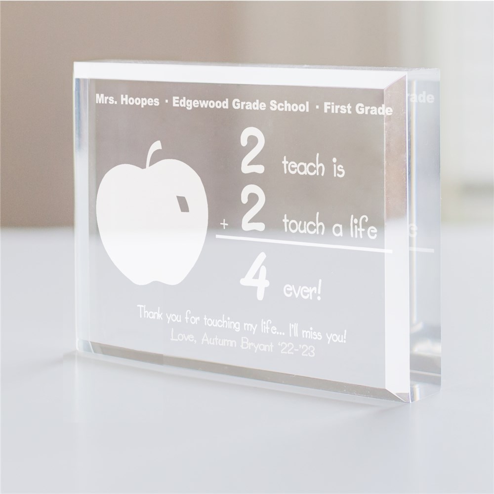 2 Touch A Life 4-ever Teacher Keepsake Paperweight | Personalized Teacher Gifts