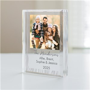 Personalized Photo Acrylic Keepsake with Wood Texture Design 