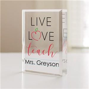 Personalized Live Love Teach Acrylic Desktop Keepsake