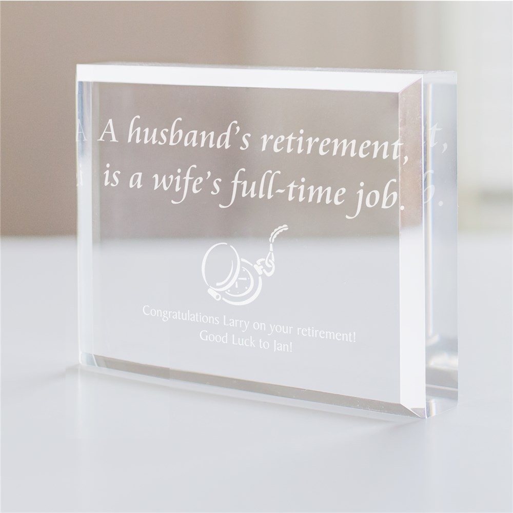 Personalized Retirement Keepsake Block Engraved Retirement Keepsake