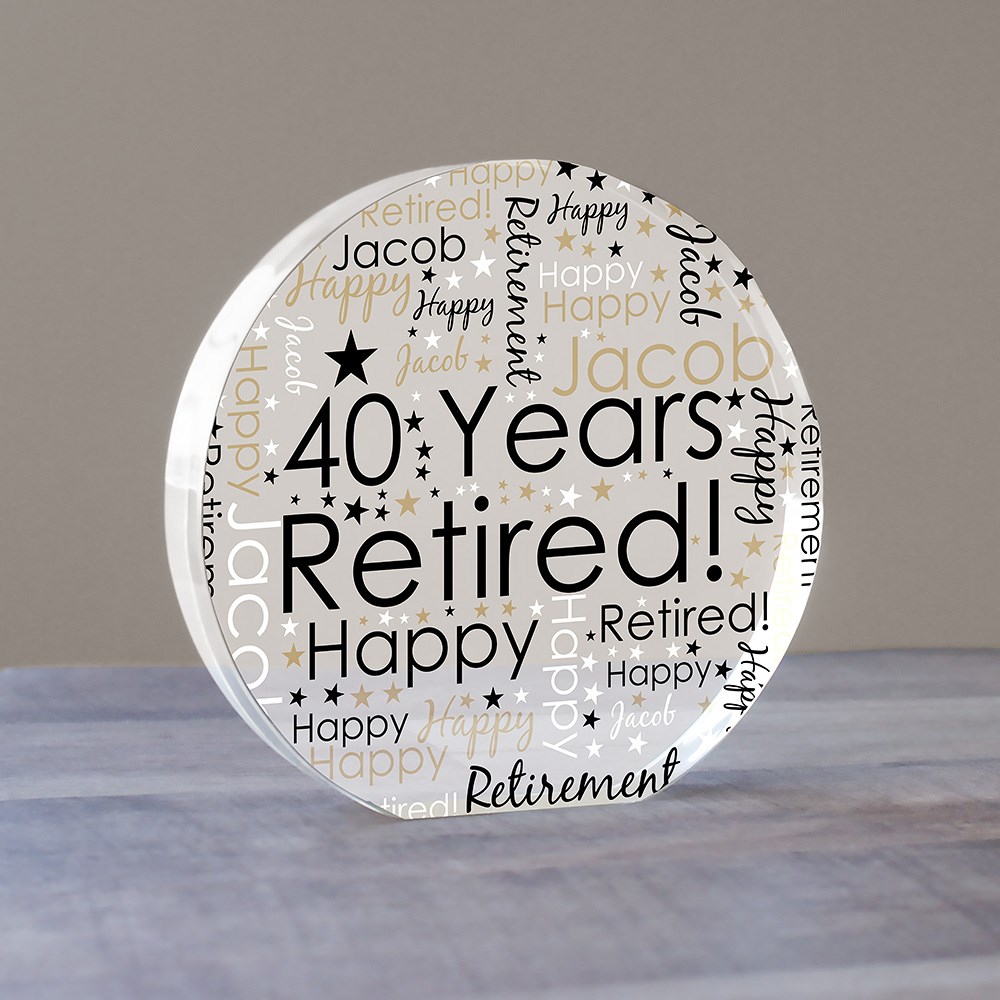 Personalized Retirement Word Art Round Acrylic Keepsake 7219392R
