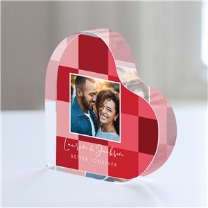 Personalized Couple's Heart Keepsake With Red Square Design