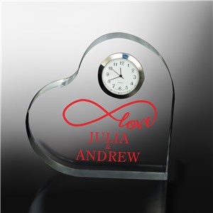Infinity Love Heart Personalized Clock Keepsake