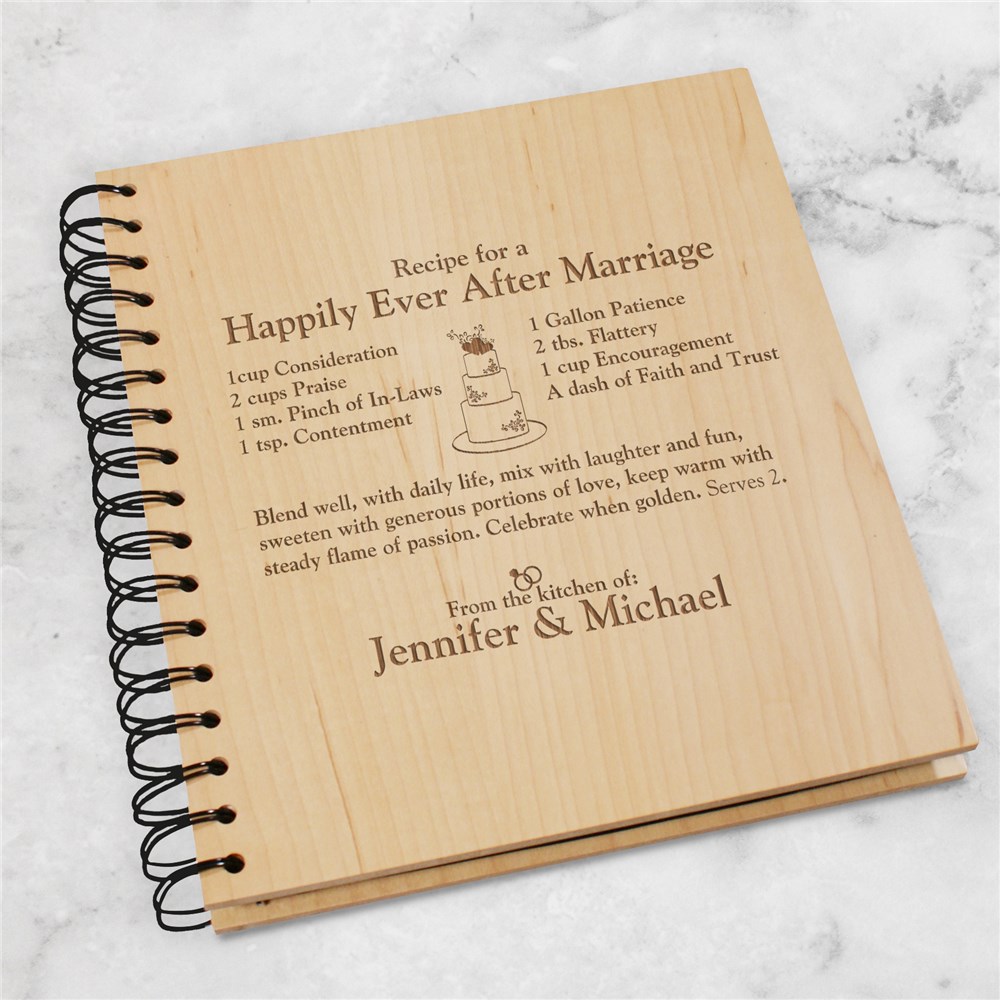 Engraved Happily Ever After Recipe Card Holder | Personalized Couple Gifts