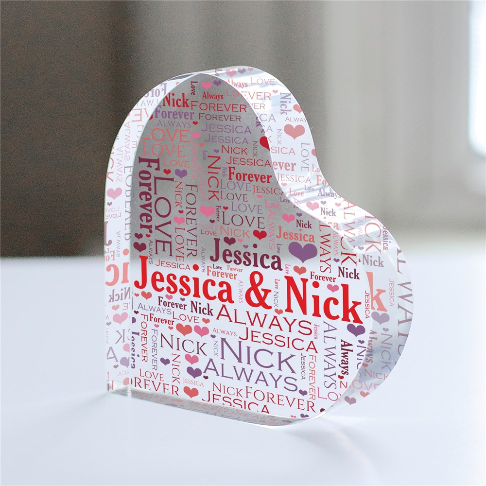 Personalized Loving Couple Word-Art Acrylic Heart Keepsake | Personalized Valentine's Gifts For Her