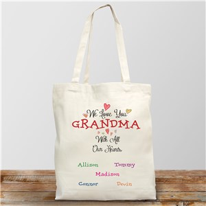Personalized With All Our Heart Tote | Personalized Gifts For Grandma