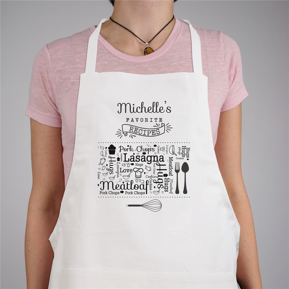 Personalized Favorite Recipes Word-Art Apron | Personalized Gifts For Grandma