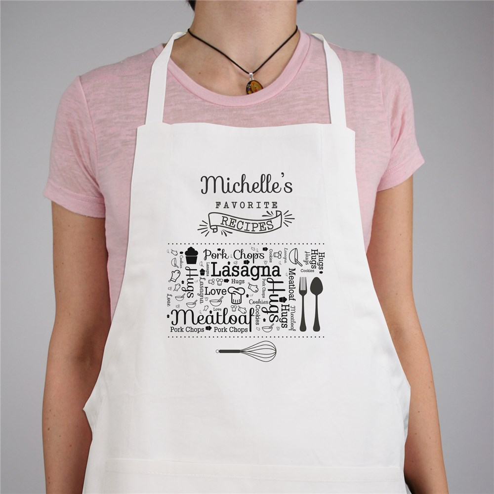 Personalized Favorite Recipes WordArt Apron GiftsForYouNow