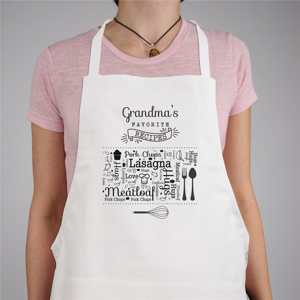 Personalized Favorite Recipes Word-Art Apron | Personalized Gifts For Grandma