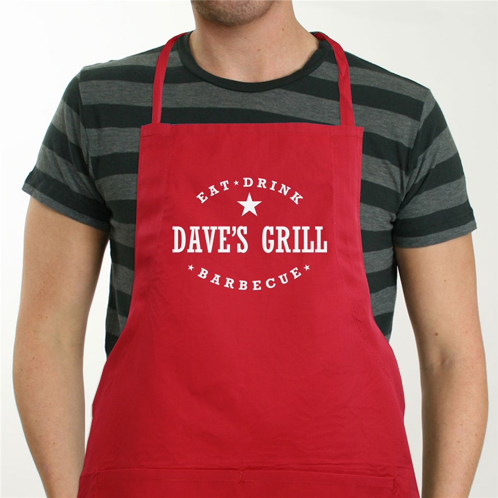 Personalized Colorful Eat, Drink, Barbecue Apron | Grilling Gifts for Dad