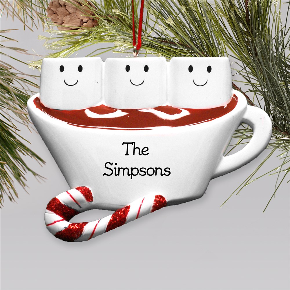 Personalized Hot Cocoa with Marshmellows Family Ornament | Personalized Family Christmas Ornaments