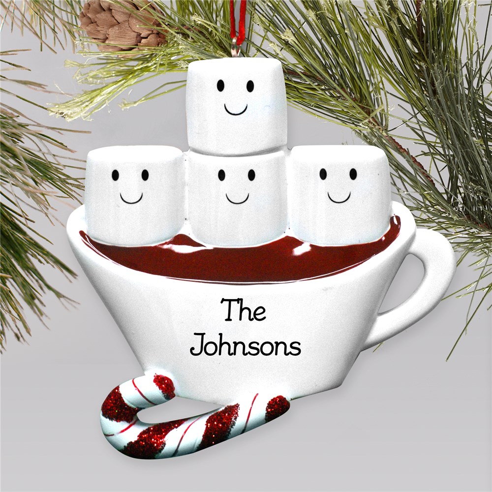 Personalized Hot Cocoa with Marshmellows Family Ornament | Personalized Family Christmas Ornaments