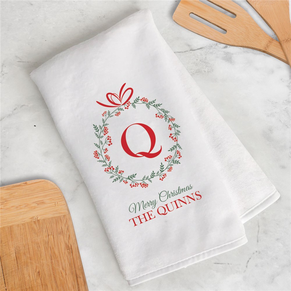Personalized Family Name Christmas Dish Towel | Personalized Christmas Decor