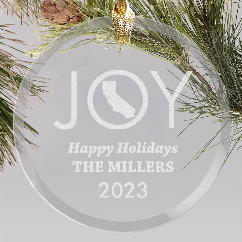 Engraved State Round Glass Ornament | Customized Christmas Ornaments