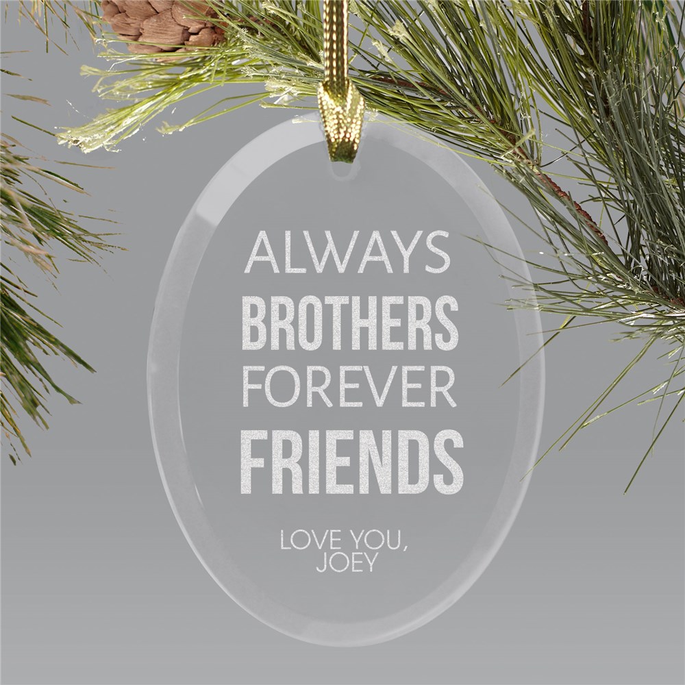 Engraved Brother Oval Glass Ornament | Personalized Family Christmas Ornament