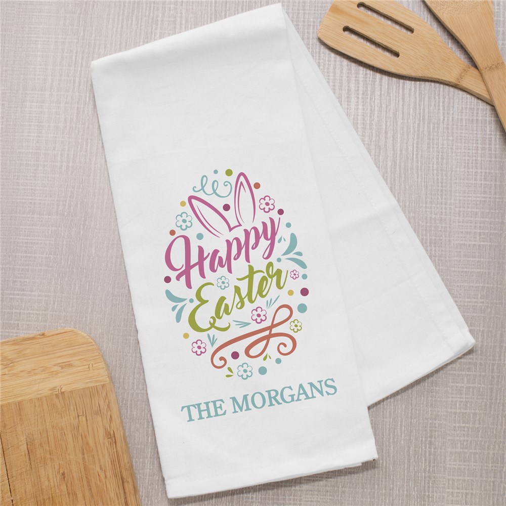 Personalized Happy Easter Dish Towel GiftsForYouNow