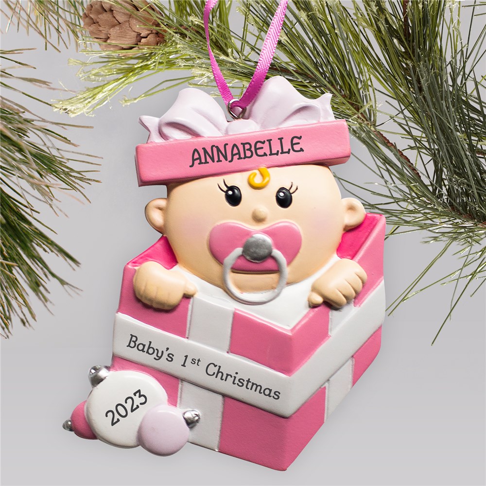 Personalized Special Delivery Girl Ornament | Personalized Baby's First Christmas Ornament