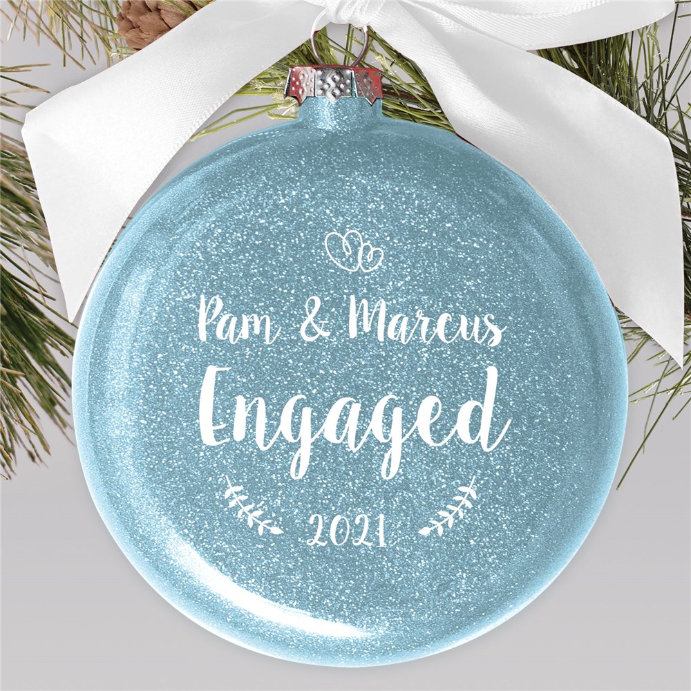 Personalized Engaged Glass Ornament | Personalized Engagement Ornaments