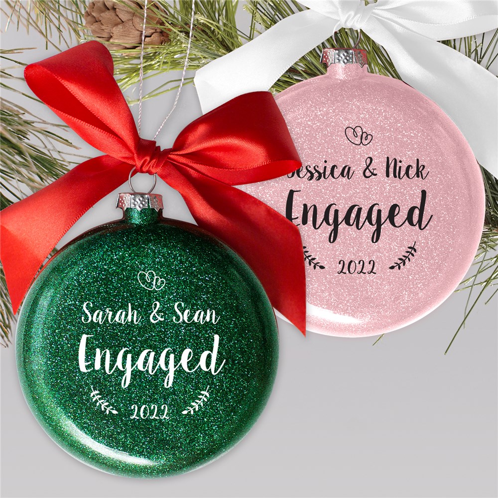 Personalized Engaged Glass Ornament | Personalized Engagement Ornaments