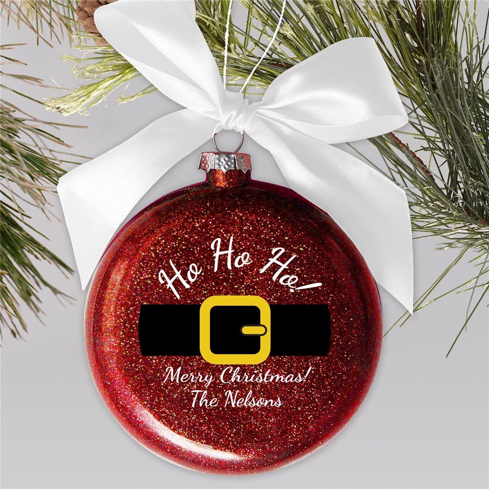 Personalized Ho Ho Ho Glass Christmas Ornament 45A