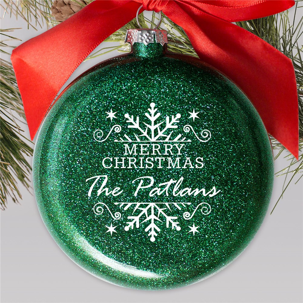 Personalized Merry Christmas Snowflake Glass Ornament | Personalized Christmas Ornaments