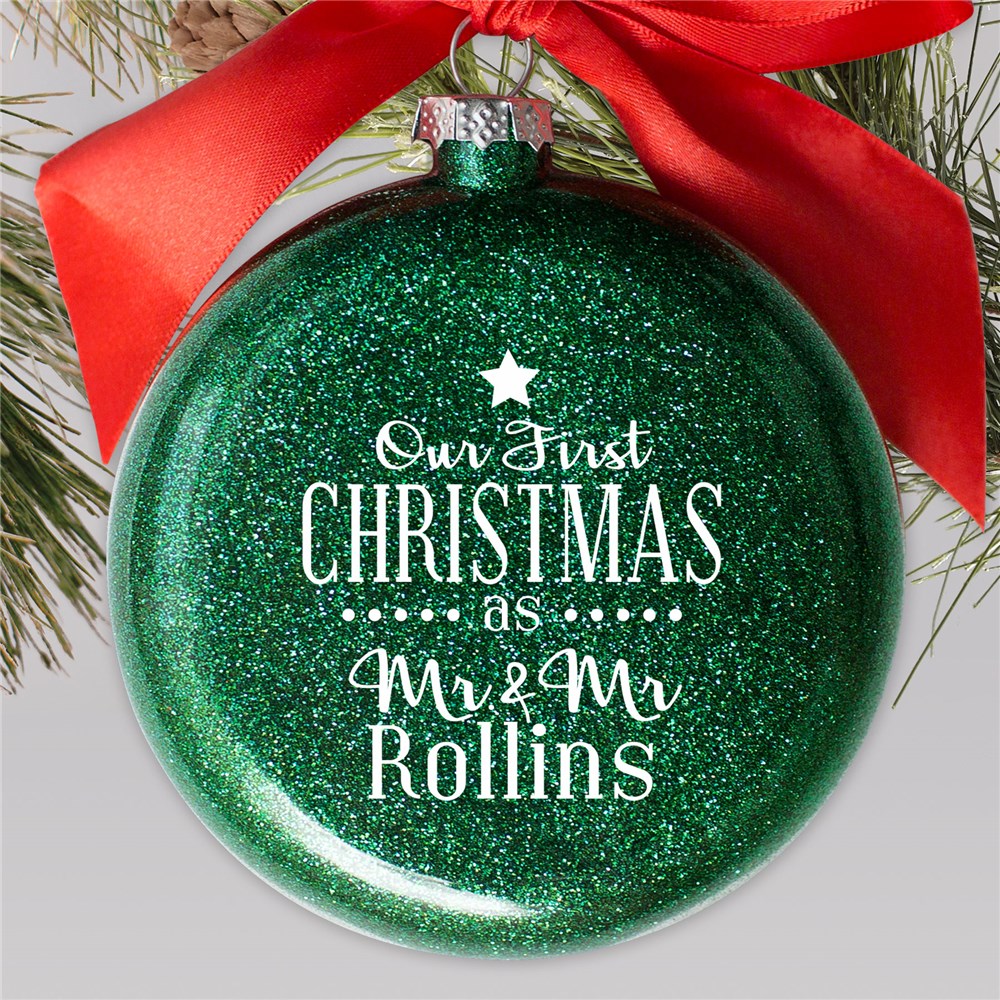 Personalized Our First Christmas Glass Ornament | Personalized Couples Ornaments
