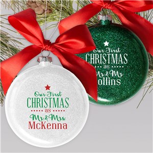 Personalized Our First Christmas Glass Ornament | Personalized Couples Ornaments