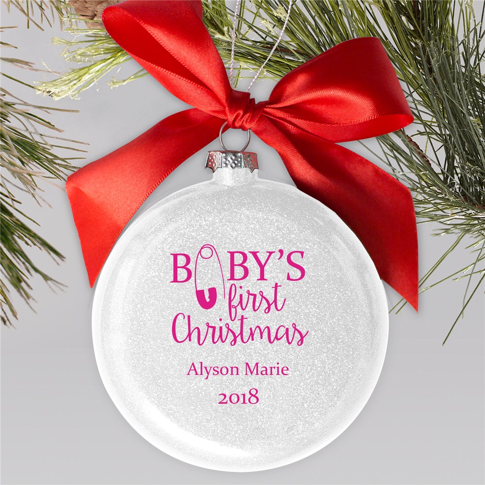Personalized Baby s First Christmas Glass Holiday Ornament GiftsForYouNow