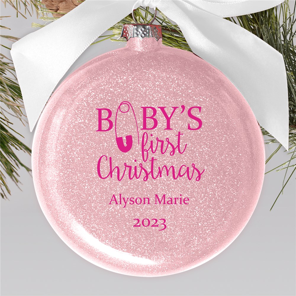 Personalized Babys First Christmas Glass Ornament | Personalized Baby's First Christmas Ornaments